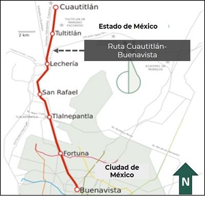 Mapa general del Tren Suburbano CDMX-Edomex